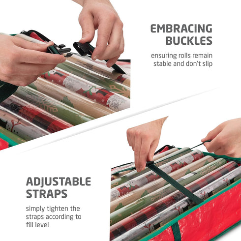 ZOBER Polythene Storage Bag - 40 Inches Long, Gift Wrapping, Inner Pockets, Storage Box for Gift Paper and Holiday