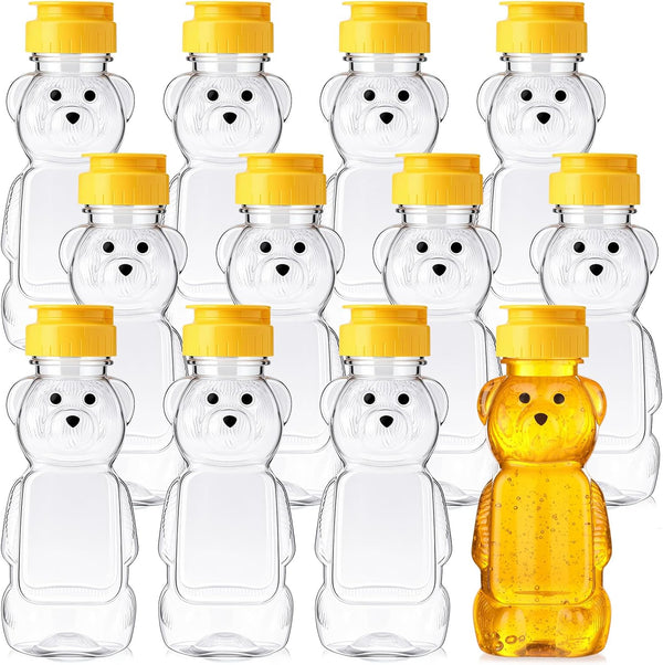 Thenshop 48 Pcs 8 oz Plastic Bear Honey Bottle Jars Empty Honey