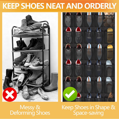 40 Closet Over the Door Shoe Organizer, Large Mesh Pockets Hanging Shoe Rack Organizer for Behind the Door Storage