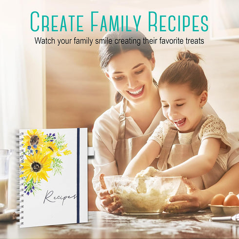 OUTSHINE 6x9 Sunflower Hardcover Recipe Binder: Blank Recipe Book for Your Own Recipes