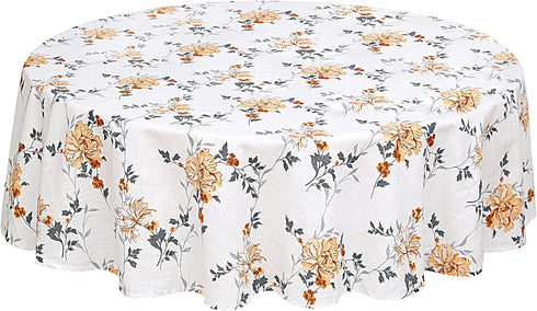RUVANTI Round Tablecloth 70 Inch, 100% Cotton Stain Resistant Washable for Kitchen, Dining, Parties