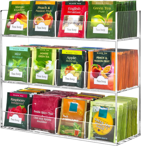 BEYGORM Acrylic Tea Bag Organizer for 216 Tea Packets, No Assembly Required,