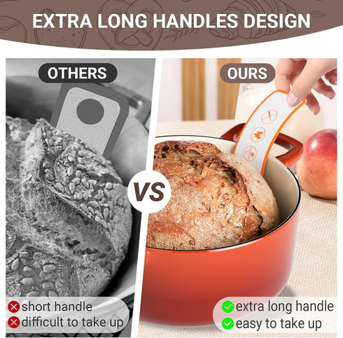 3 PCS Silicone Bread Slings for Dutch Oven, Reusable Sourdough Bread Sling with Long Handle, Non-Stick & Easy Clean Silicone Baking Mats, Heat Resistant Silicone Slings for Bread Baking by Tecfino