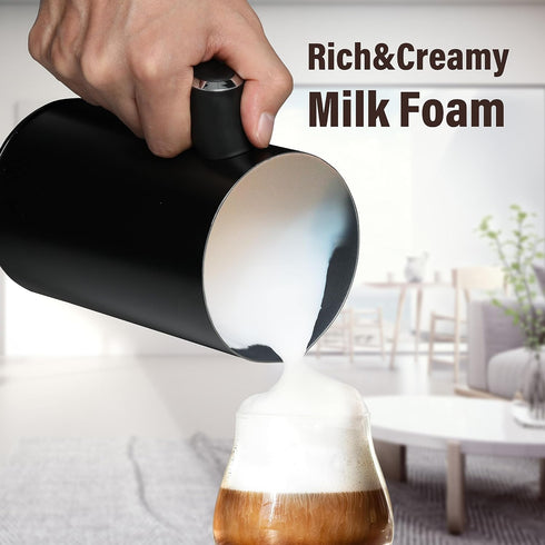 YSSOA Electric Milk Frother Handheld with Stainless Steel Stand, Battery Operated Whisk for Coffee, Frappe, Latte,