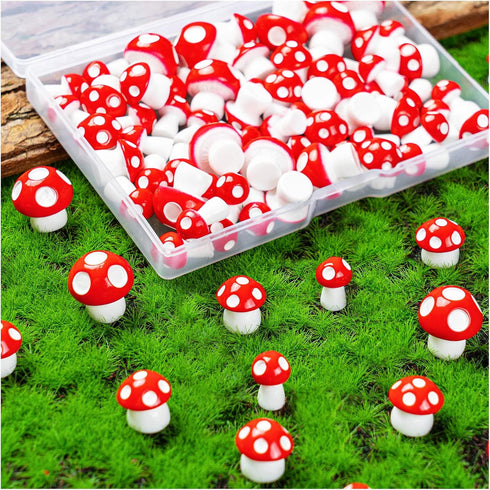 MGZTTHW 60pcs 0.7" 0.5" 0.4" Mini Resin Mushrooms for Crafts Tiny Fairy Garden Decor Little Fake Mushroom Miniatures