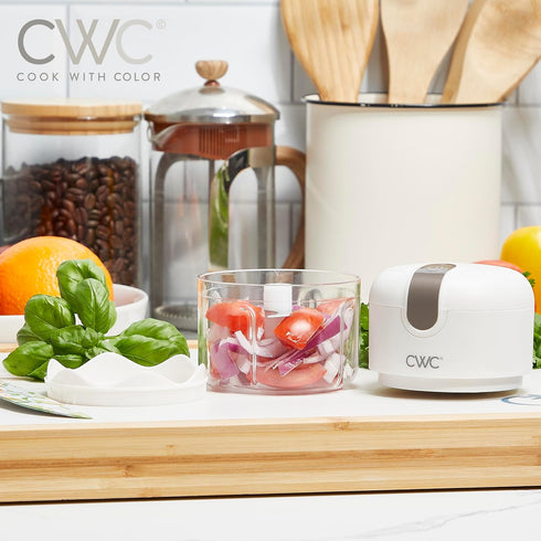 COOK WITH COLOR Wireless Food Chopper, 8 Oz, Effortlessly Chop Garlic, Ginger, Herbs, Creme