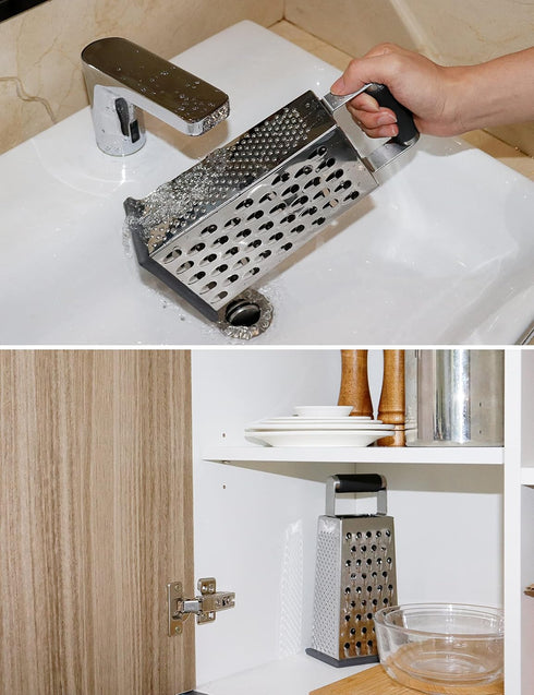 Box Grater for Cheese, Stainless Steel Vegetable Slicer Food Shredder, 4-Sided Kitchen Gadgets