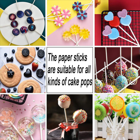 300PCS Lollipop Cake Pop Treat Bag Set with 100pcs Parcel Bags, Treat Sticks, Gold Metallic Twist Ties for Candies