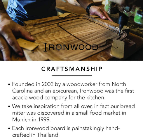 Ironwood Gourmet Acacia Wood Cutting Board, 10.6 x 7-Inch