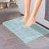 ITSOFT Plush Microfiber Non Slip Bath Rug, Absorbent Machine Washable Chenille Mat (Spa Blue, 14x22)