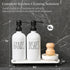 Set MOMEEMO White Soap Dispenser Comes with Stainless Steel Pumps, Instant Dry Tray, and Dish Scrub Brush, Suitable