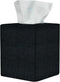 Black Tissue Box Cover, Decorative Linen Fabric Square Holder for Bathroom Vanity, Office, Nightstand