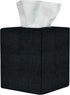 Black Tissue Box Cover, Decorative Linen Fabric Square Holder for Bathroom Vanity, Office, Nightstand