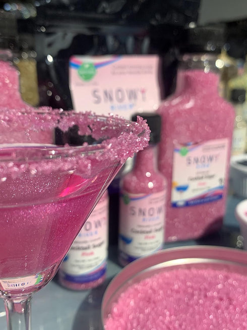 Rimmer Rimming 8oz Snowy River Pink, Cocktail & Margarita Sugar - Vibrant Color Glass Sugar with Medium Crystal Texture