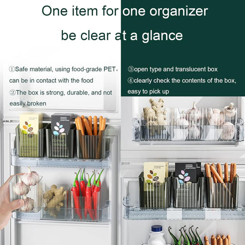 Set of 2 Wall Mounted Storage Organizer Bins, Stackable Clear Plastic Storage for Fridge, Kitchen, Bathroom