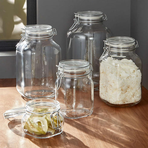 Bormioli Rocco Fido Clear Glass Jar with 85 mm Gasket, 0.5 Liter, Pack of 2
