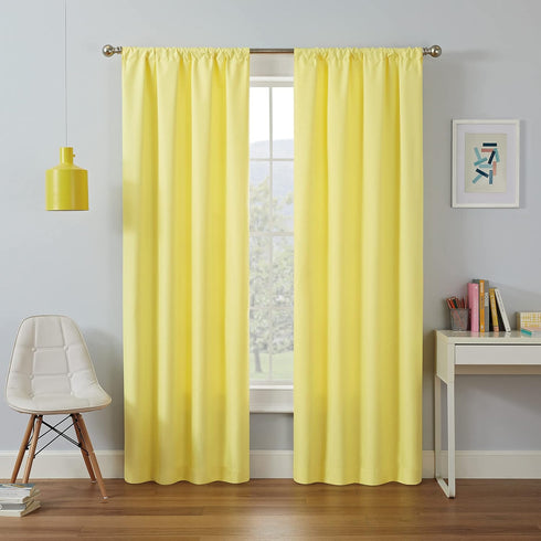 ECLIPSE Kendall Modern Blackout Thermal Rod Pocket Window Curtain - 1 Panel, 42 x 54, Lemon