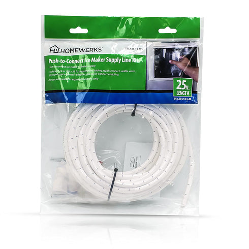 Homewerks 7252-25-14-PTC Ice Maker Supply Line and Humidifier Installation Kit, 1/4-Inch x 25ft Push to Connect Tube