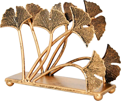 OwlGift Modern Ginkgo Leaves Design Napkin Holder, Metal Paper Napkin Storage for Kitchen, Bronze