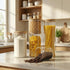 5 Pack Multi Size - Glass Jars with Bamboo Lids, Glass Pantry Storage Containers with Airtight Lids, Round Air Tigh