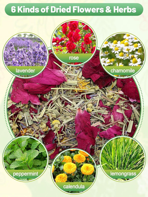 20 Oz 6 Nesting Herbs for Chicken Coop - Natural Egg-Laying Box Feed Herb in Dried Flowers for Freshening Bedding