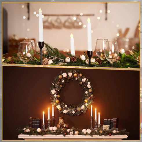 24 Pack 11" 3D Dimmable Tuanse Flameless Taper Candles with Remote & Timer, Flickering LED Battery Operated Window