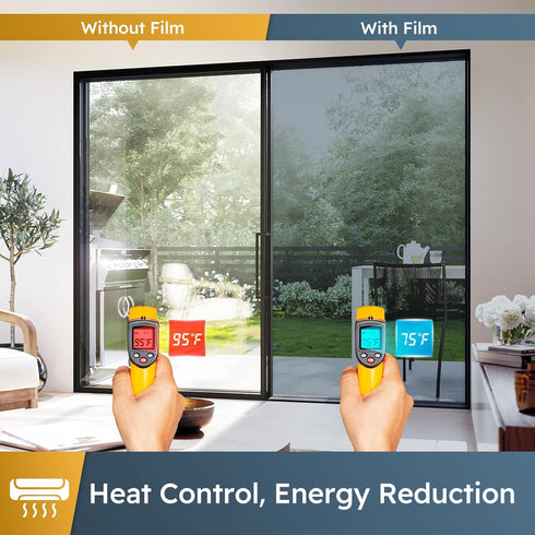 rabbitgoo One Way Window Privacy Film, Reflective Mirror Sun Blocking Heat Control UV Protection for Home, Silver