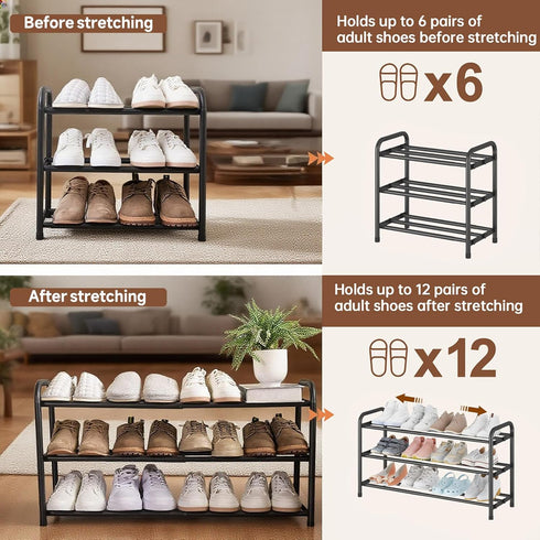 Aniston 17.6"-32" 3 Closet, (3 Expandable Shoe Rack, Adjustable Small Shoe Rack, Tier Metal Shoe Shelf