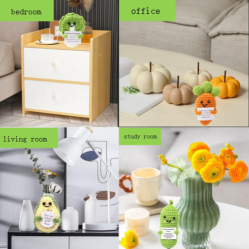 Fumonebuty 5PCS Handmade Emotional Support Crochet Gift Encouragement Support Vegetables and Fruits Knitted Dolls