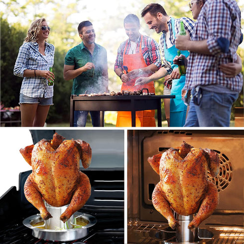 AMOZO 304 Container.2 Pack Beer Can Chicken Holder for Grill and Smoker - Premium Grade Stainless Steel Chicken Holder