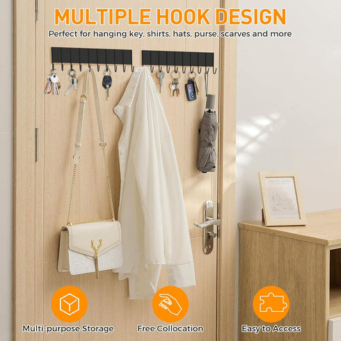 Magnetic Key Holder for Fridge with 10 Hooks, Strong Magnetic Utensil Holder for Wall, Kitchen Organizer