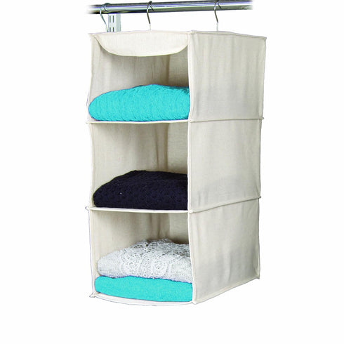 3 10"W 15" 24" Richards Homewares Shelf Sweater Organizer, X D X H-Canvas/Natural