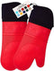 HOMWE Extra Long Professional Silicone Oven Mitt, Heat Resistant, Red, 1 Pair, 14.7 Inch