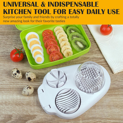 3 CraftyCrocodile Egg Slicer for Hard Boiled Eggs - Slice Modes Egg Cutter, Heavy Duty, Stainless Steel Dicer - Kitchen