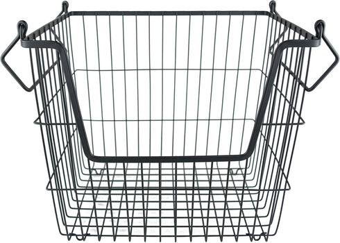 DII Metal Wire Mesh Stackable Utility Storage Bin, Large Rectangle, 13x10x11", Black
