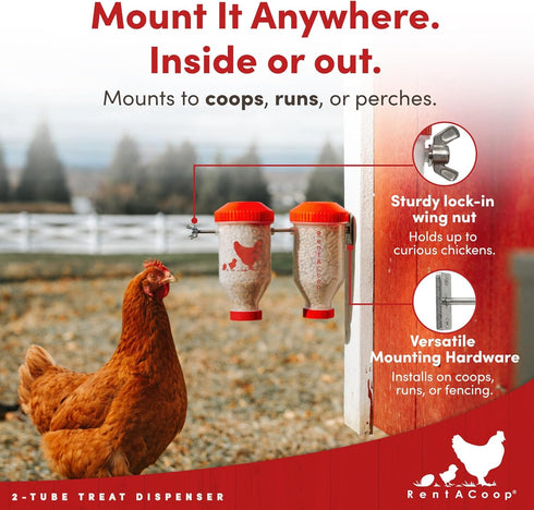 RentACoop Chicken Treat Dispenser Multi-Treat Enrichment Toy and Boredom Buster for Chickens, Easy Top-Fill