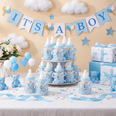 Nuenen 36 Pcs Baby Bottle Party Favors Plastic Mini Milk Bear Bottles for Baby Shower Decorations and Centerpieces