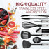 Kitchen Utensils Set - 24 PCS Nylon Cooking Utensils Set, Kitchen Spatula Set with Stainless Steel Handles - Heat Resistant Non-Stick Kitchen Tools - Black Kitchen Utensil Set by EATEX