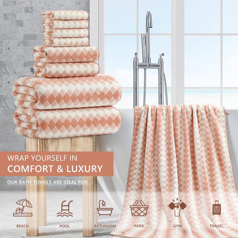 8 Set |2 Towels,2 Towels,4 600GSM Set Piece Bathroom Towel Oversized Bath Hand Washcloths| Soft Hotel Towel Extra Large