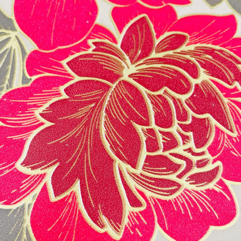 LovingWay 14.7 feet Wallpaper Roll, Red Peony Floral Shelf Liner, 17.7x177 Inch for Home Storage