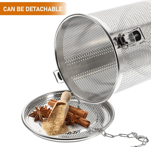 5.51x5.51x5.90 Inch Yardwe Stainless Steel Spice Infuser Basket with Chain Hook, Extra Fine Mesh Soup Strainer