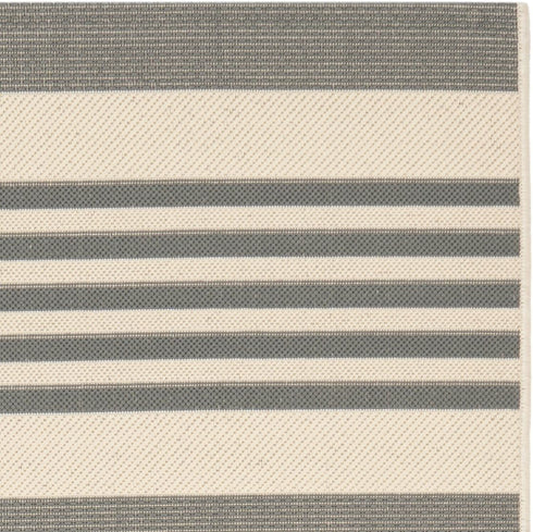 SAFAVIEH Courtyard Collection Accent Rug - 2' x 3'7", Grey & Bone, Stripe Design, Non-Shedding, Easy Care,