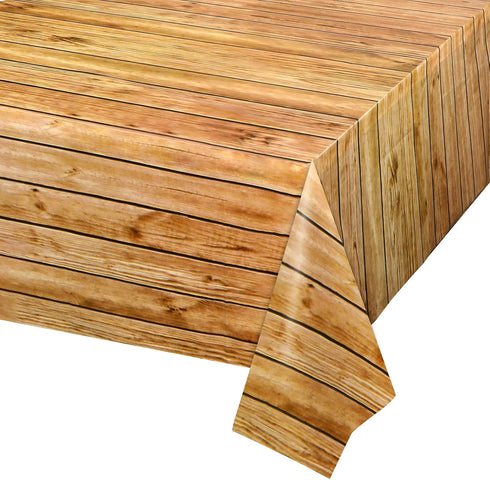 PHOGARY 3PCS Wood Grain Tablecover, Rectangular Tablecloth for Rustic Wedding Baby Shower Decoration