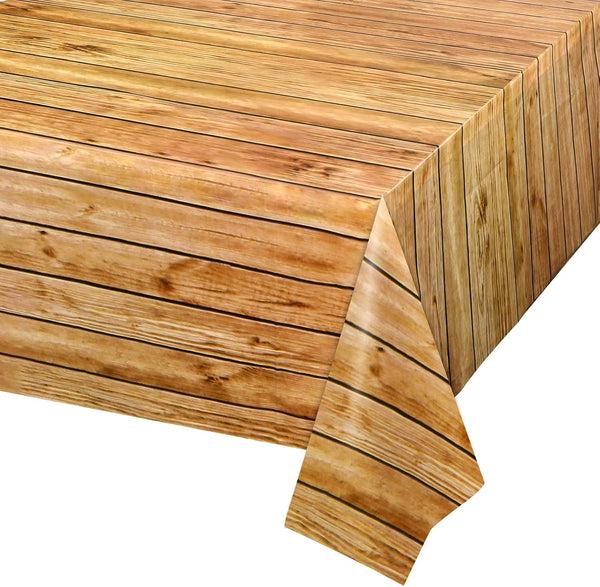 PHOGARY 3PCS Wood Grain Tablecover, Rectangular Tablecloth for Rustic Wedding Baby Shower Decoration