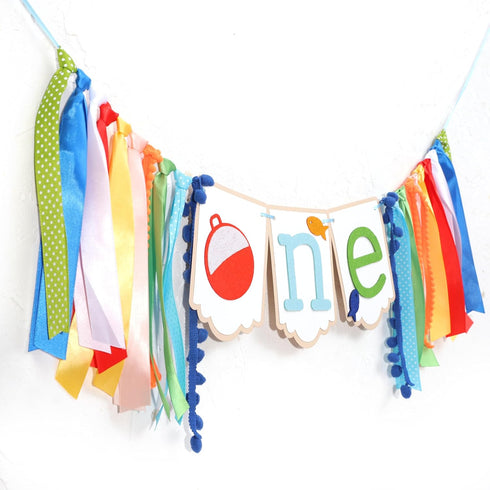 1st Ofishally One Ribbons High Chair Banner - Big One Birthday epidemics Decor, First Smash Baby Showers, Under the Sea