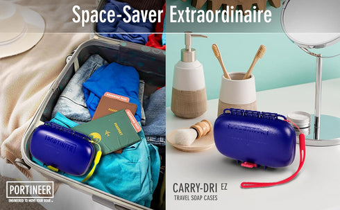 Carry-Dri EZ Travel Bar Soap Container, Durable Leakproof Soap Holder with Patented Air Vents, Compact Case