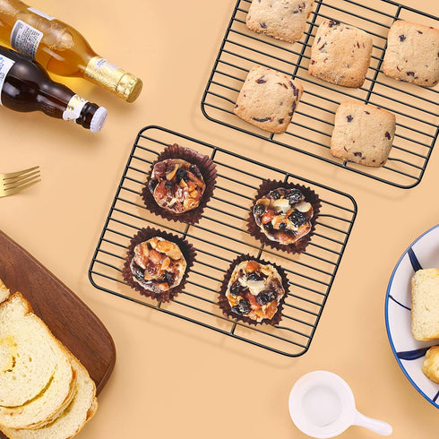 P&P CHEF Non-stick Mini Baking Rack Set of 2, 8.6” x 6.2” Stainless Steel Cooling Racks for Cooking and Grilling