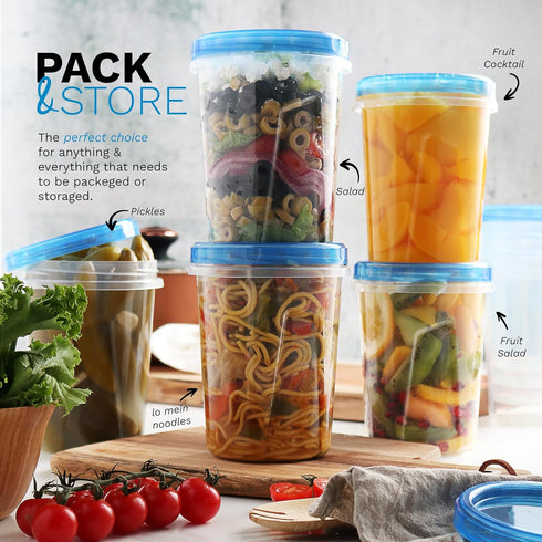Tafura Soup Freezer Containers, 32 Oz 10 Pack with Twist Top Lids, Reusable Plastic Food Storage Containers