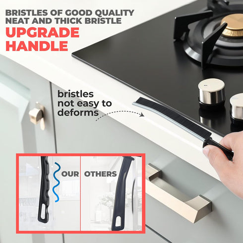 Scurvy 9Pcs Crevice Cleaning Brush, Multi-Purpse Hard Bristle Grout Brush for Cleaning Bathroom, Kitchen, Tiles