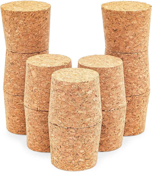 Juvale 12-Pack Bottle Cork Stoppers, Size 22 (1.7 In Top x 1.46 In Base x 1.49 In Height) Brown
